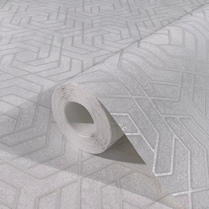 Тапет Ърбан Спейсис крем плетеница бял