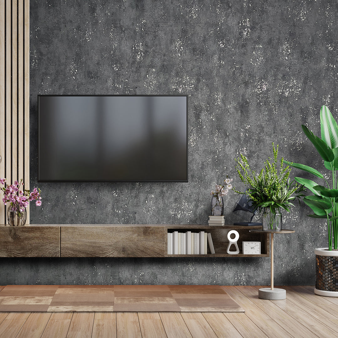 Highly Durable Wallpaper Concrete Black for Bedroom Living Room 0.53x10.05 m Urban Shine