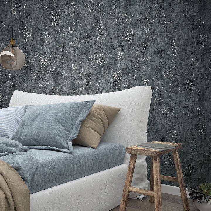 Highly Durable Wallpaper Concrete Black for Bedroom Living Room 0.53x10.05 m Urban Shine