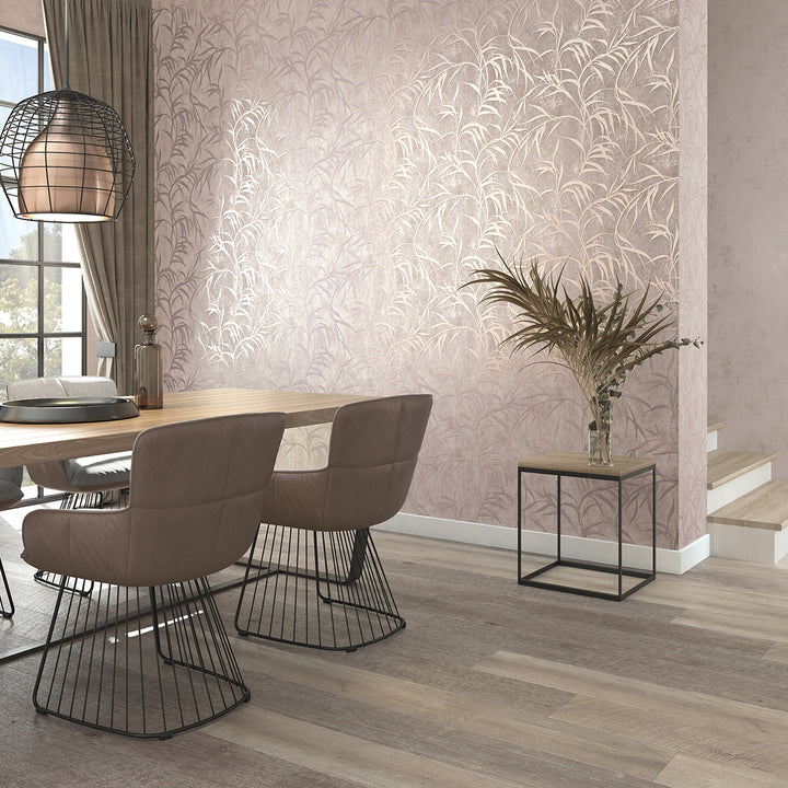 Highly durable wallpaper Copper Leaves Pink for Bedroom Living Room 0.53x10.05 m Urban Glow
