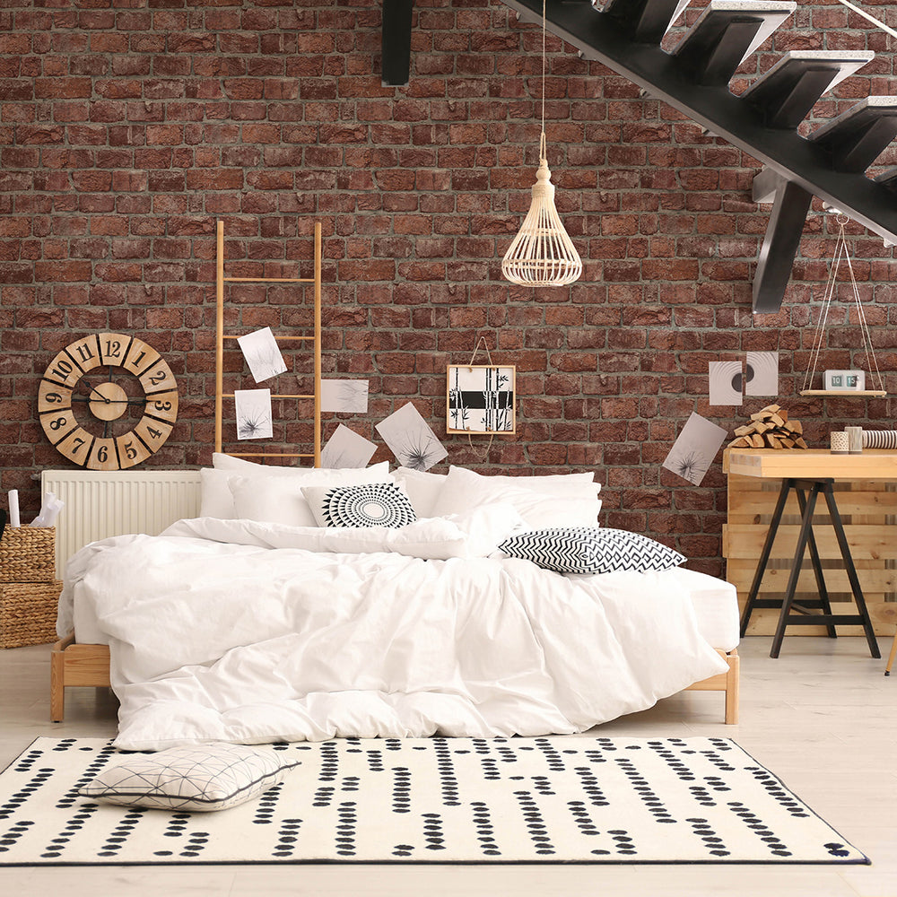 Високоустойчив Винилов Тапет Тухли Червено Кухня Каракас