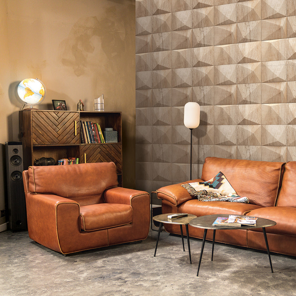 Високоустойчив Винилов Тапет 3D облицовка дърво Бежово Каракас