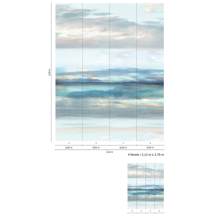 Wallpaper-Panel Sea Morning 4h. for Bedroom Living Room Kitchen 2.12x2.7m Smart Art Easy