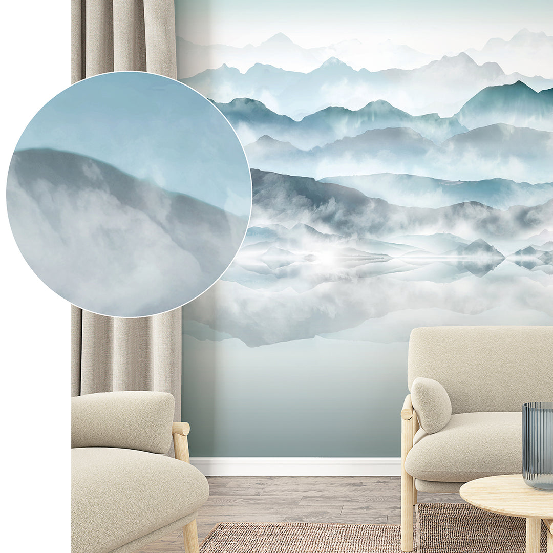 Wallpaper-Panel Misty Mountains 4h. for Bedroom Living Room Kitchen 2.12x2.7m Smart Art Easy