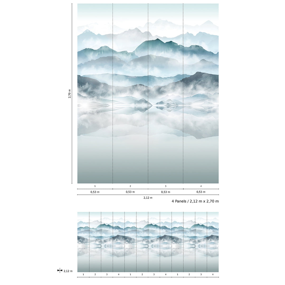Wallpaper-Panel Misty Mountains 4h. for Bedroom Living Room Kitchen 2.12x2.7m Smart Art Easy