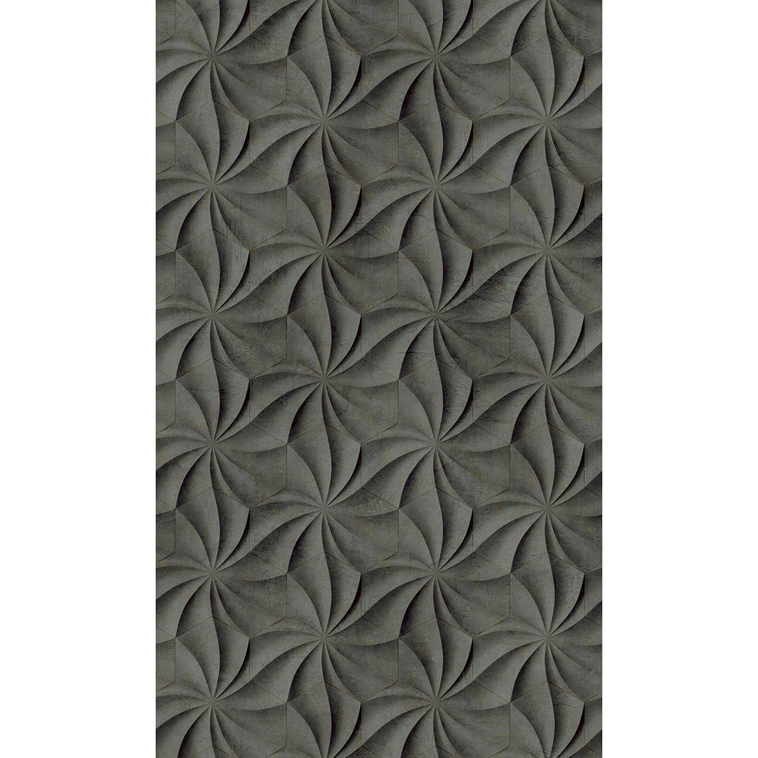 Wallpaper-Panel 3D Spirals Gray 3p. for Bedroom Living Room Kitchen 1.59x2.7m Smart Art Easy