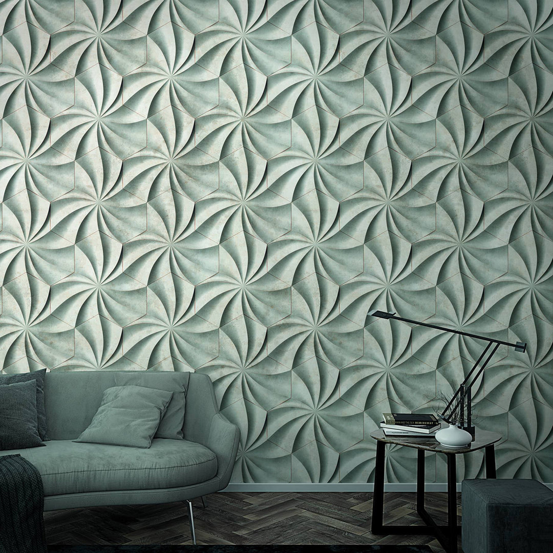 Wallpaper-Panel 3D Spirals Beige 3h. for Bedroom Living Room Kitchen 1.59x2.7m Smart Art Easy