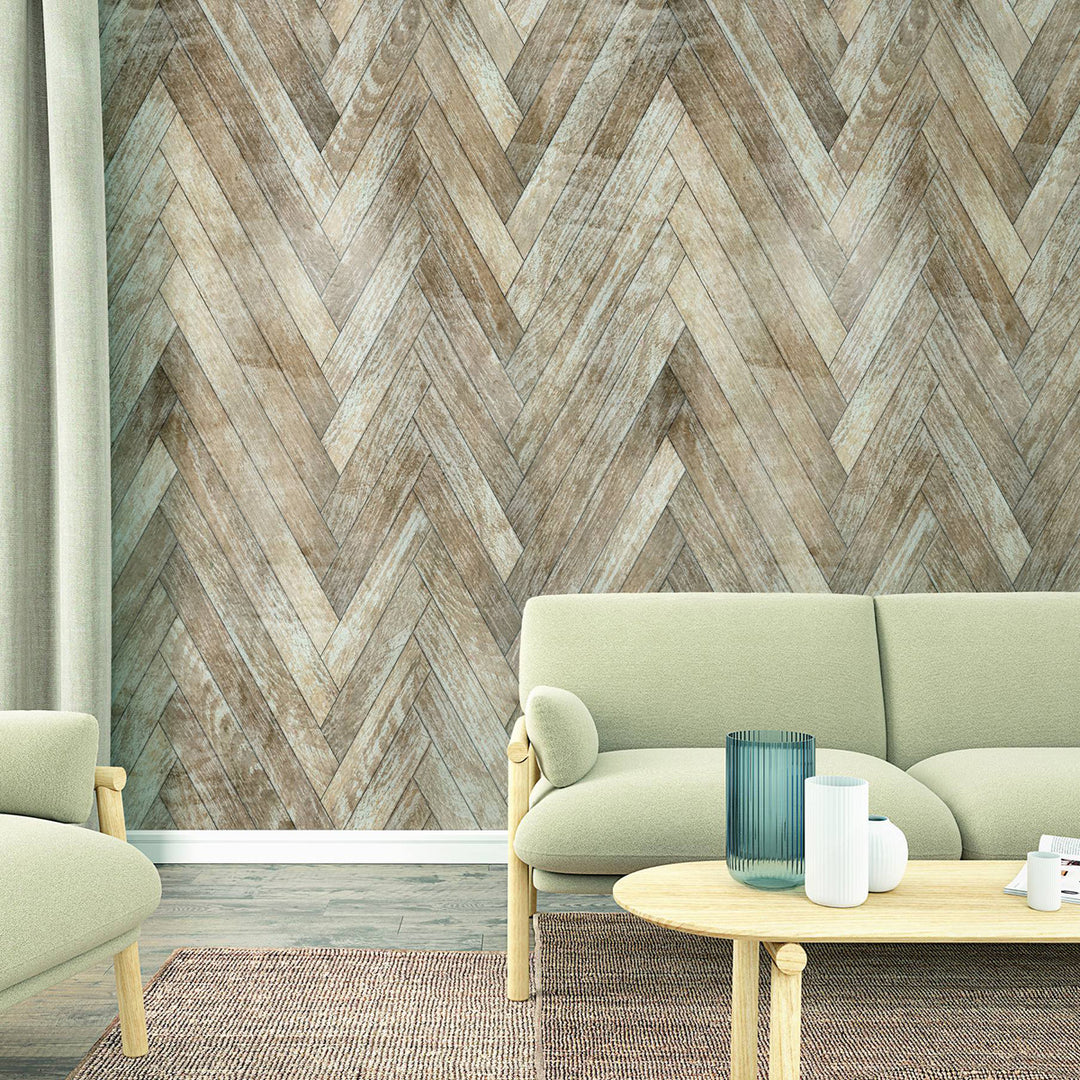 Wallpaper-Panel Parquet Beige 3p. for Kitchen Living Room Bedroom 1.59x2.7m Smart Art Easy