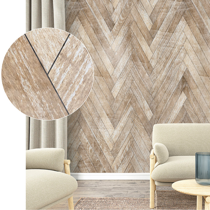 Wallpaper-Panel Parquet Beige 3p. for Kitchen Living Room Bedroom 1.59x2.7m Smart Art Easy
