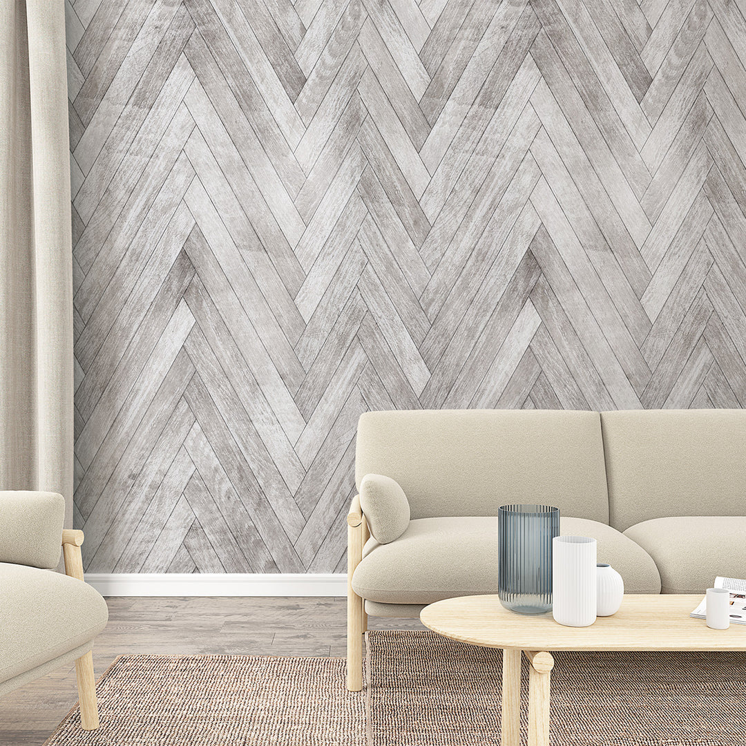 Wallpaper-Panel Parquet Gray 3p. for Kitchen Living Room Bedroom 1.59x2.7m Smart Art Easy