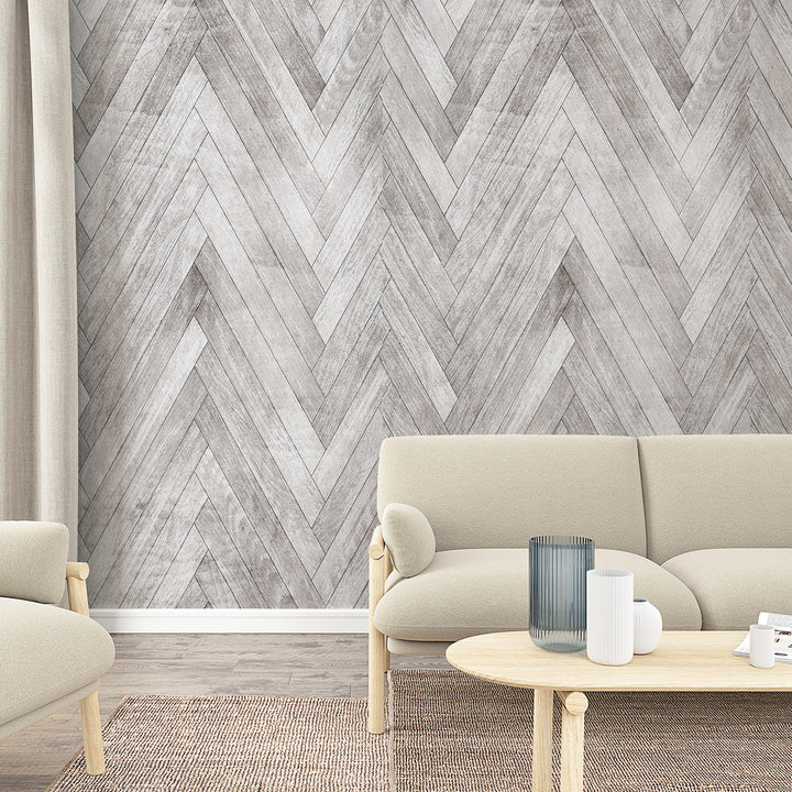 Wallpaper-Panel Parquet Gray 3p. for Kitchen Living Room Bedroom 1.59x2.7m Smart Art Easy