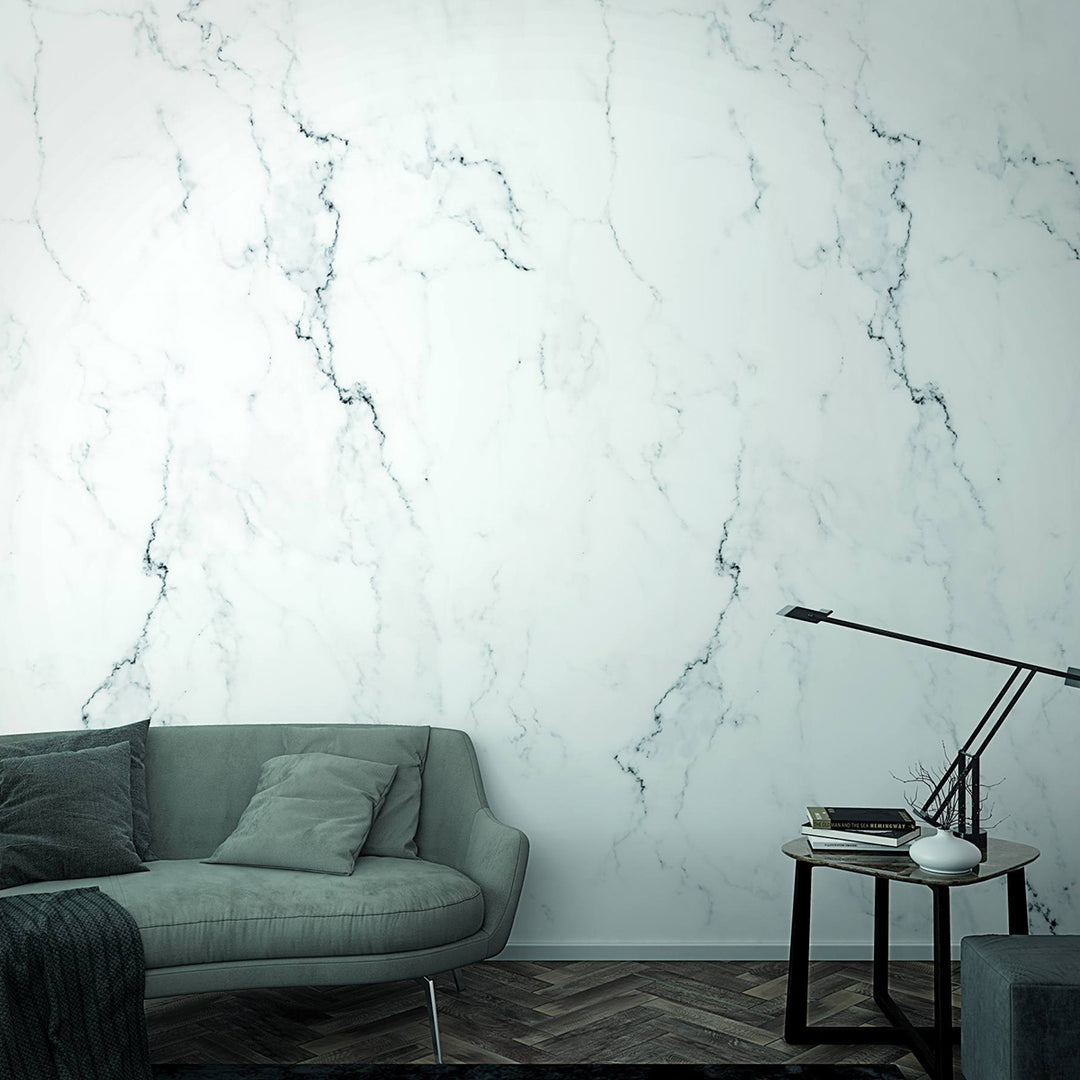 Wallpaper-Panel Marble White 3p. for Bedroom Living Room Kitchen 1.59x2.7m Smart Art Easy