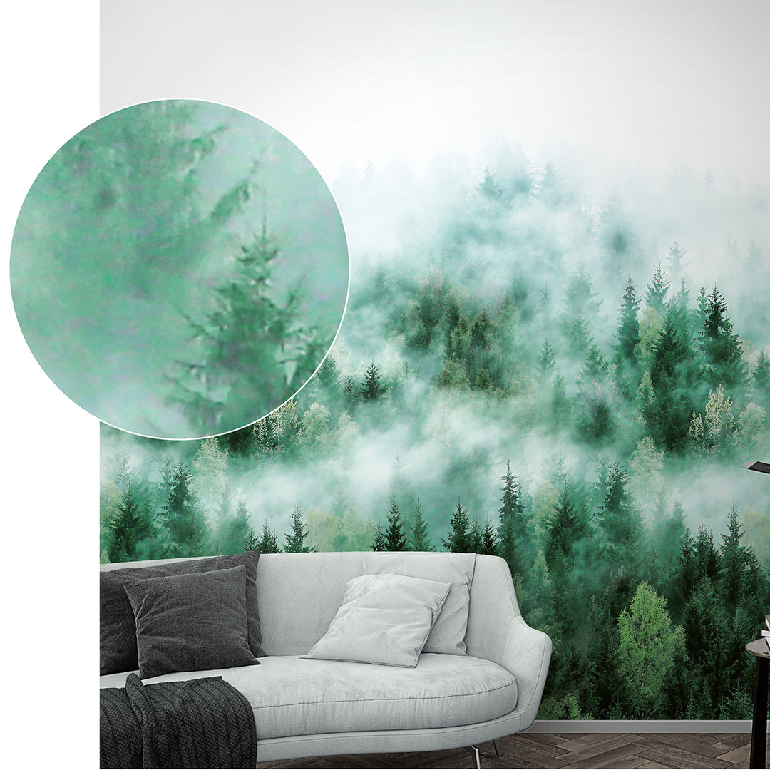 Wallpaper-Panel Pine Forest Green 3h. for Bedroom Living Room Kitchen 1.59x2.7m Smart Art Easy
