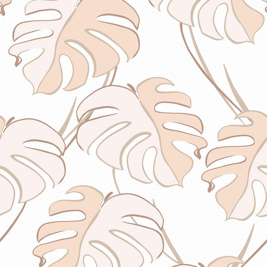 Високоустойчив Винилов Тапет Розови Листа Бяло Каракас