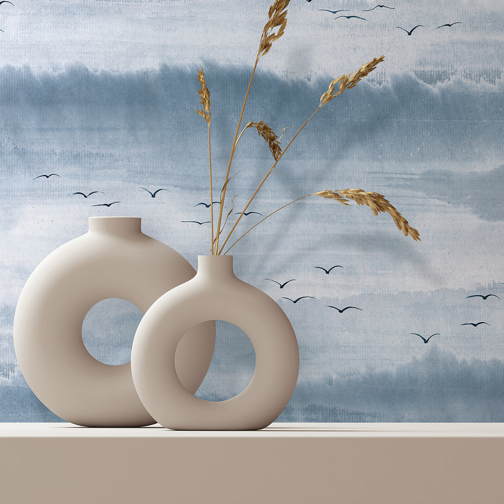 Високоустойчив Винилов Тапет Носталгия Синьо Каракас