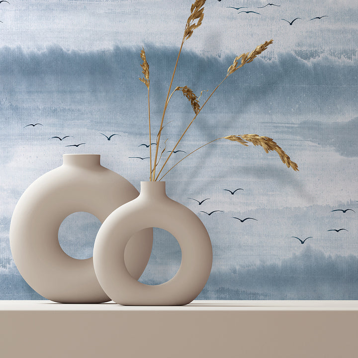 Високоустойчив Винилов Тапет Носталгия Синьо Каракас