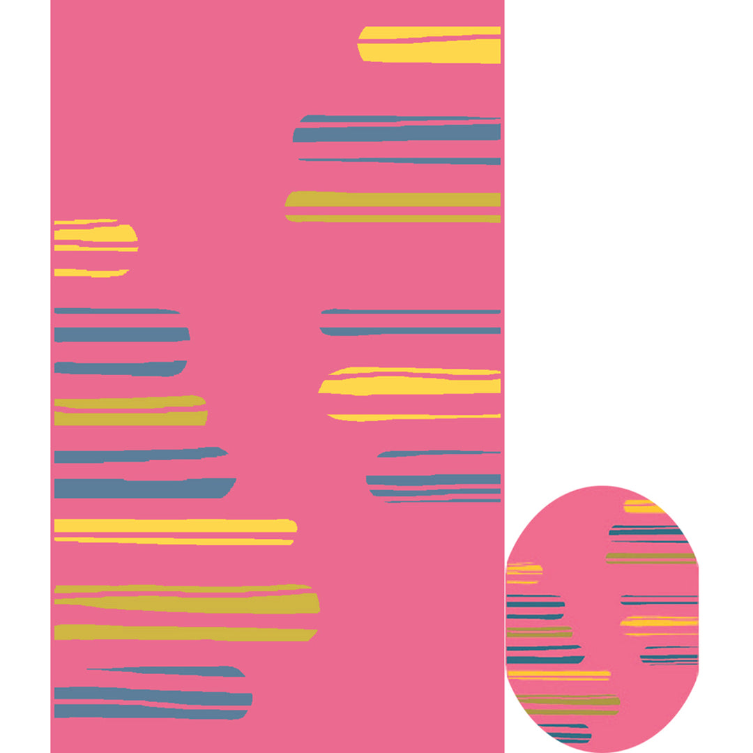 Modern Carpet Fashion Pink Yellow Stripes