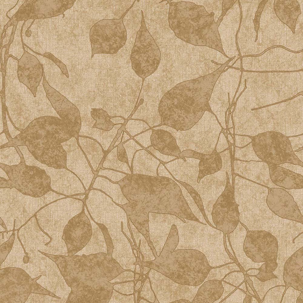 Тапет Ню Елегaнца златни листа тъмно беж