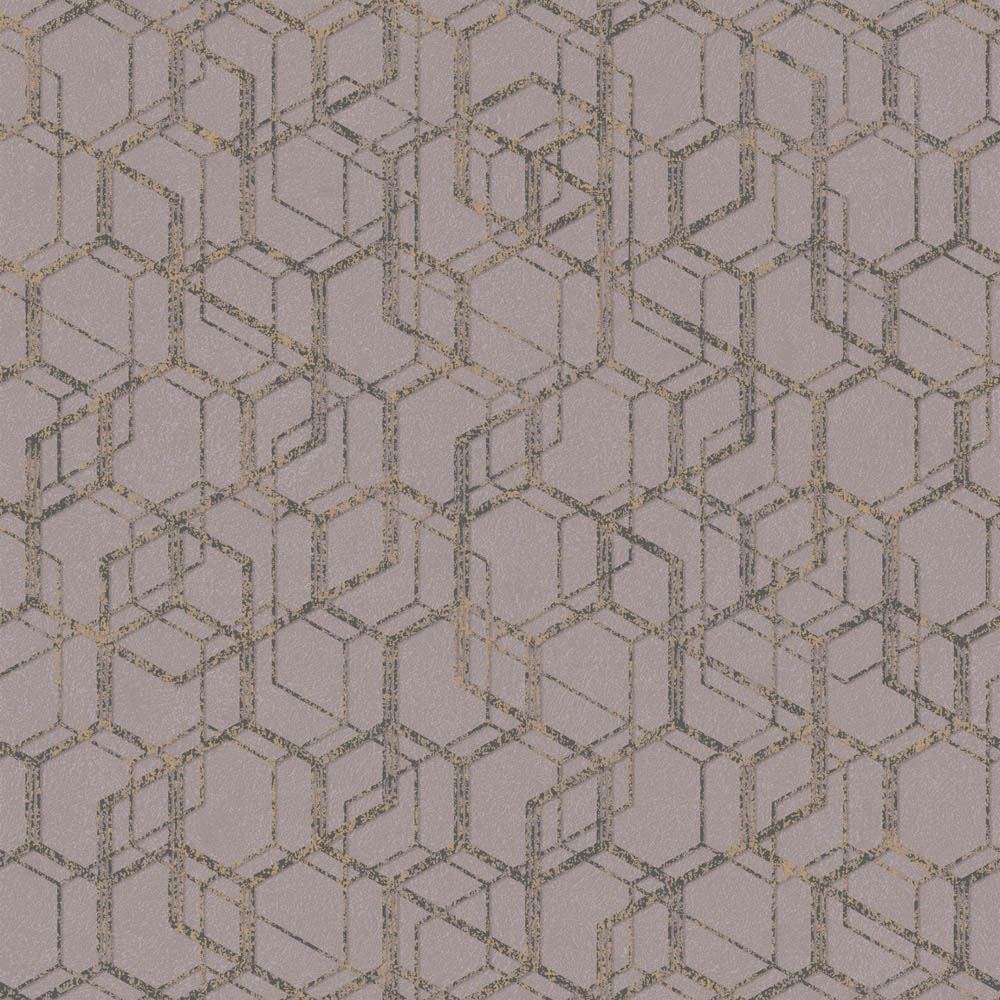 Тапет Livio мрежа шестоъгълници таупе