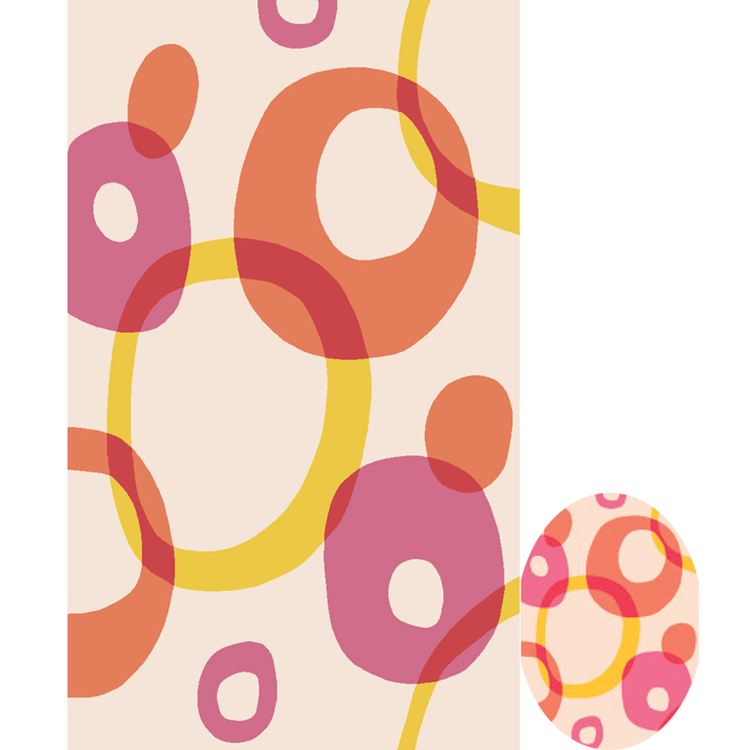 Modern Carpet Fashion 160/230 cm for Children's Room Bedroom - Pink Circles