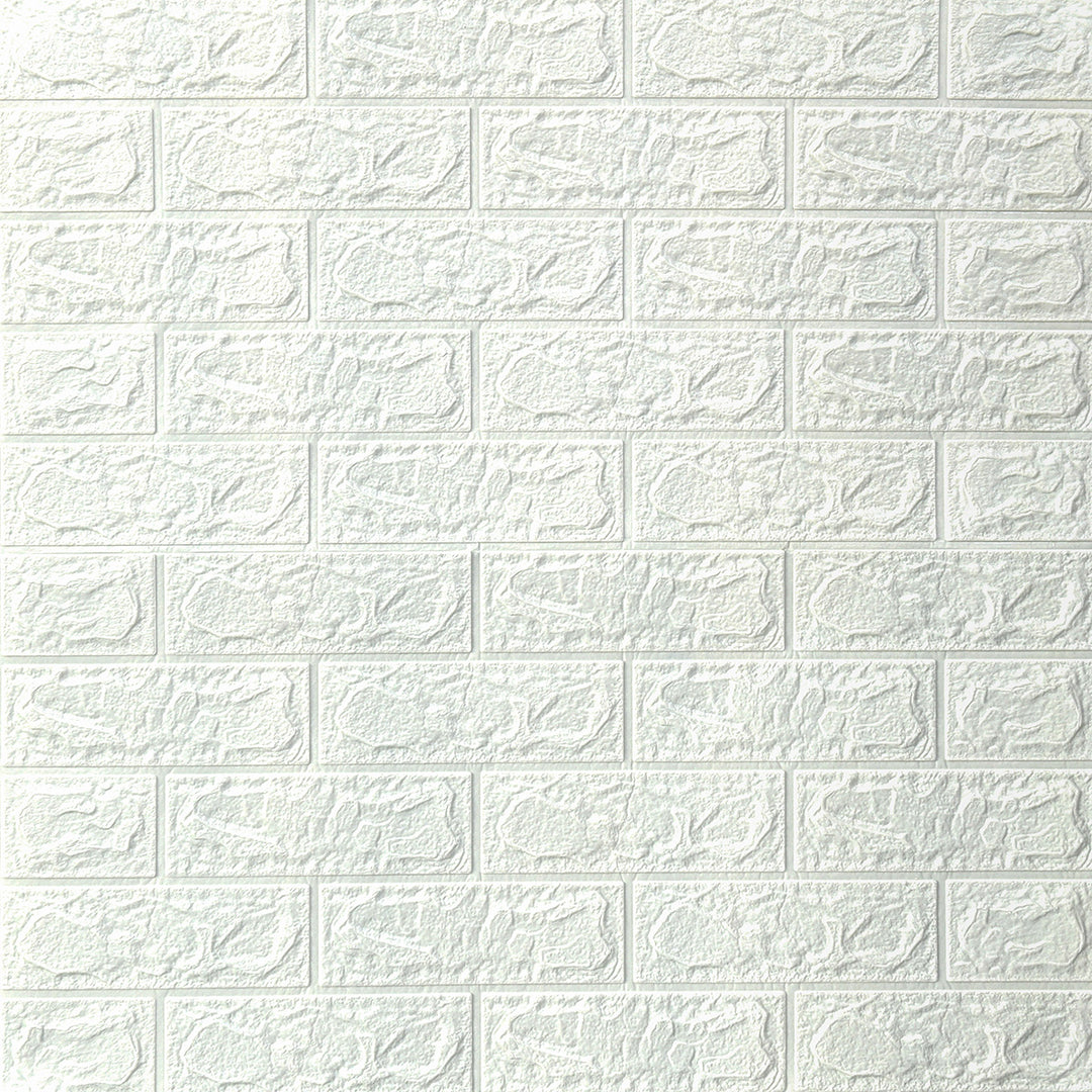 3D самозалепващ тапет-панел тухла бяло 70х77 см