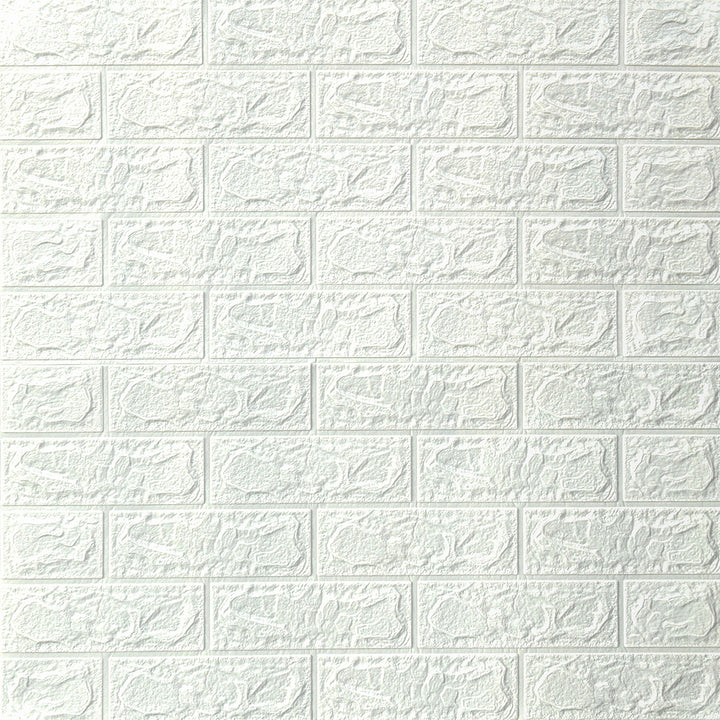 3D самозалепващ тапет-панел тухла бяло 70х77 см