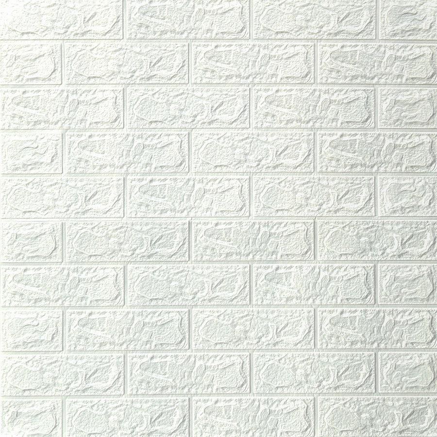 3D самозалепващ тапет-панел тухла бяло 70х77 см