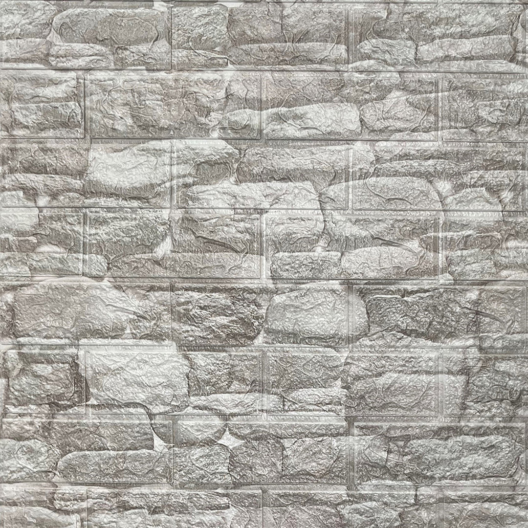 3D самозалепващ тапет-панел камък светло сиво 70х77 см