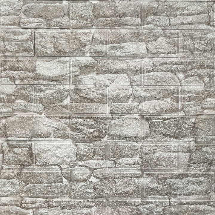 3D самозалепващ тапет-панел камък светло сиво 70х77 см