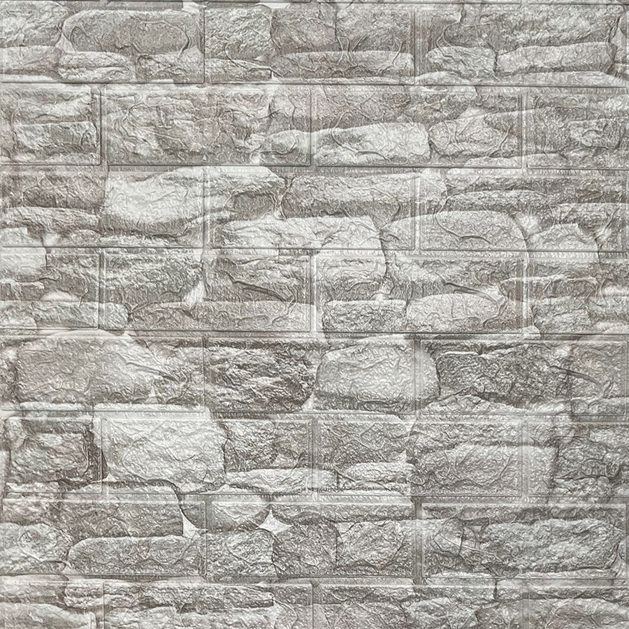 3D самозалепващ тапет-панел камък светло сиво 70х77 см