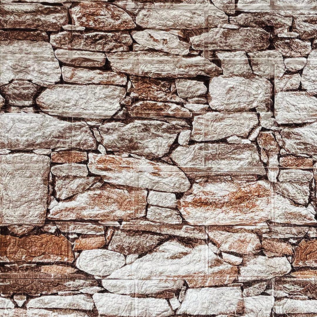 3D самозалепващ тапет-панел камък натур бежово 70х77 см