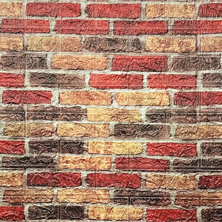 3D самозалепващ тапет-панел тухла червено 70х77 см