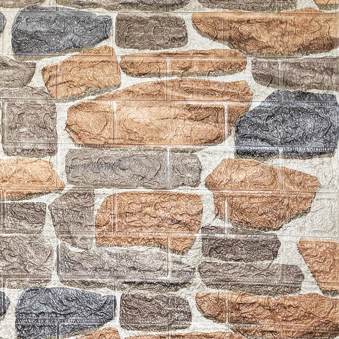 3D самозалепващ тапет-панел камък едър 70х77 см