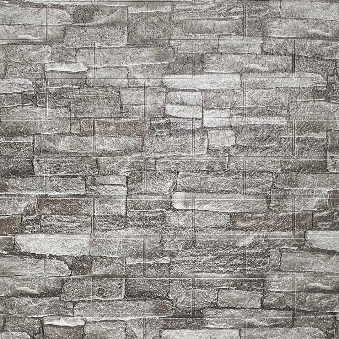 3D самозалепващ тапет-панел камък сиво 70х77 см