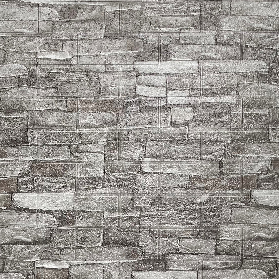 3D самозалепващ тапет-панел камък сиво 70х77 см