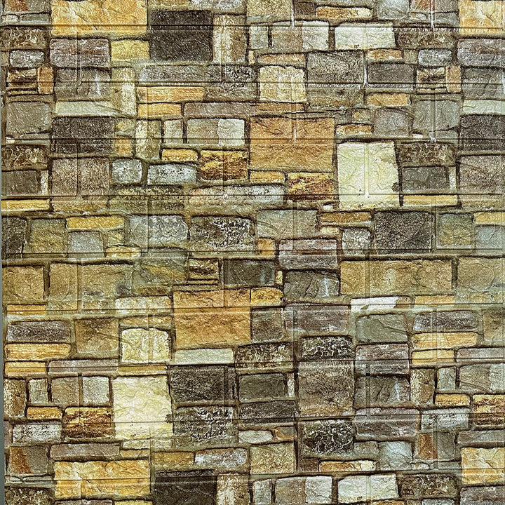 3D самозалепващ тапет-панел камък бежово 70х77 см