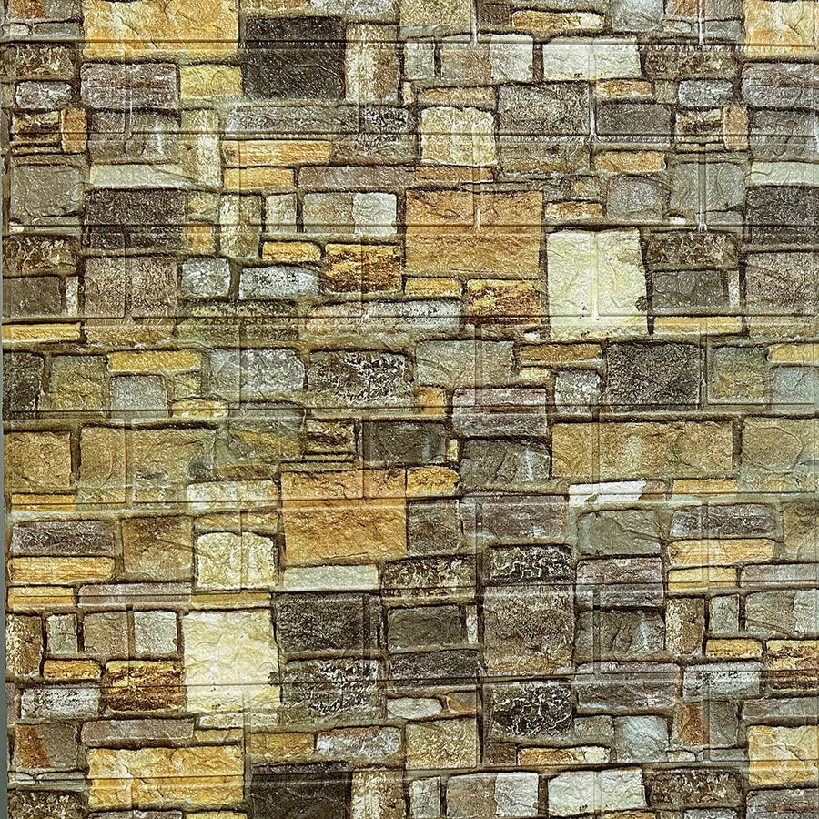 3D самозалепващ тапет-панел камък бежово 70х77 см