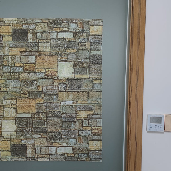 3D самозалепващ тапет-панел камък бежово 70х77 см