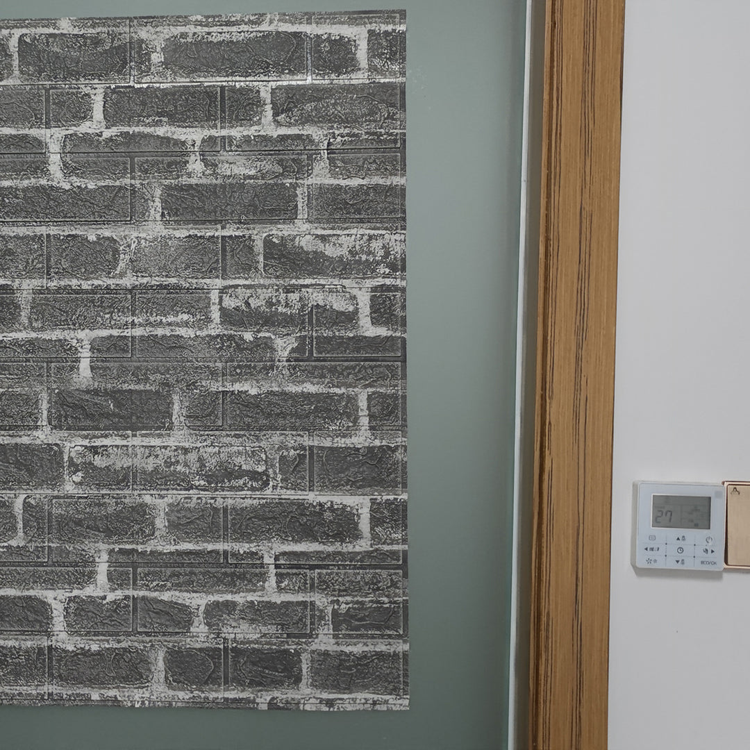 3D самозалепващ тапет-панел тухла сиво 70х77 см