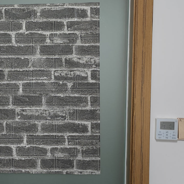 3D самозалепващ тапет-панел тухла сиво 70х77 см