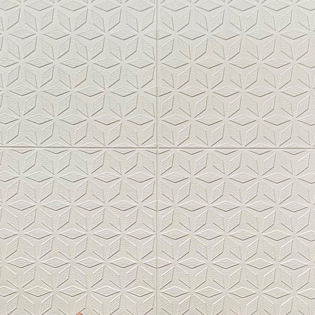 3D самозалепващ тапет-панел за таван ромбове бяло 70х70 см