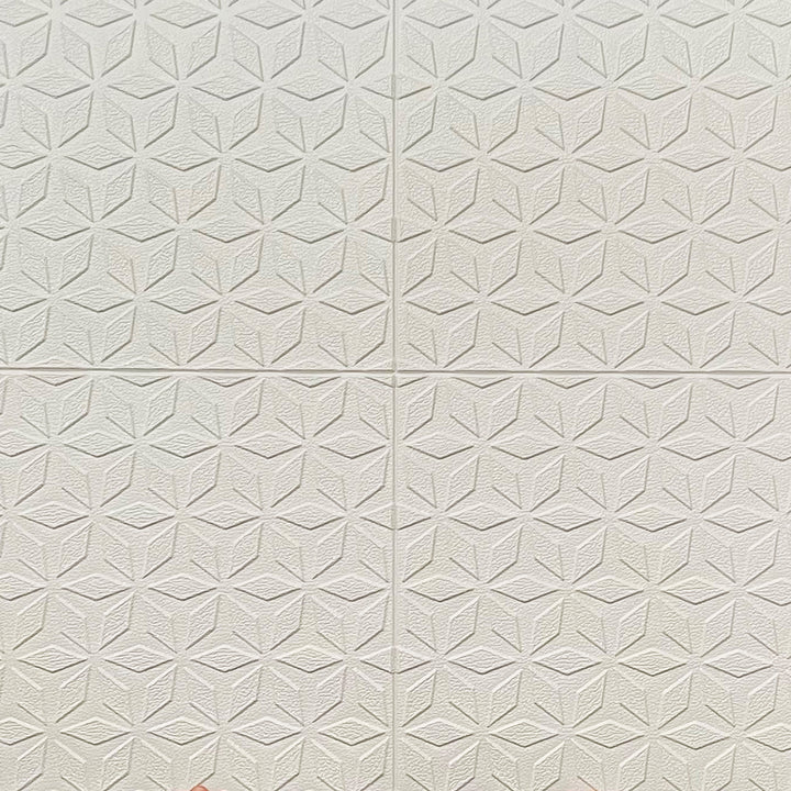 3D самозалепващ тапет-панел за таван ромбове бяло 70х70 см