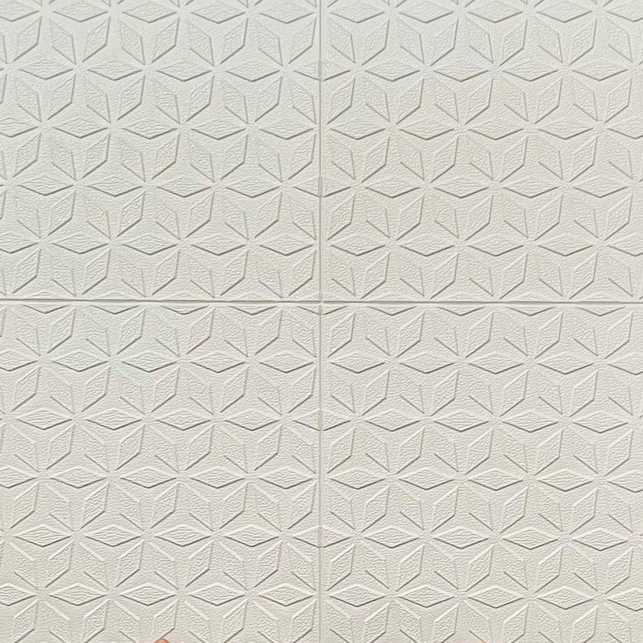 3D самозалепващ тапет-панел за таван ромбове бяло 70х70 см