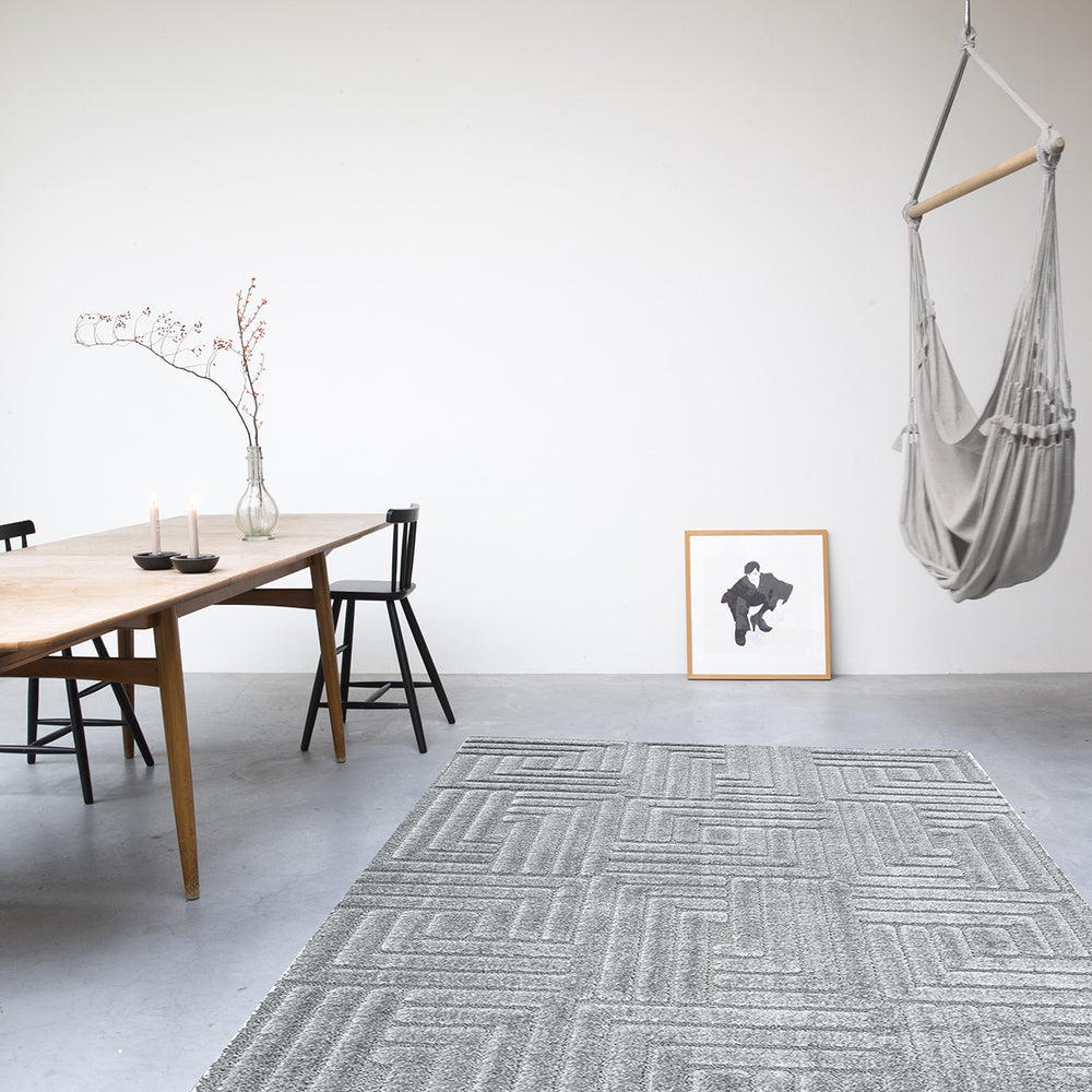 Килим Лимба лабиринт сиво Стандартен / 200 х 290