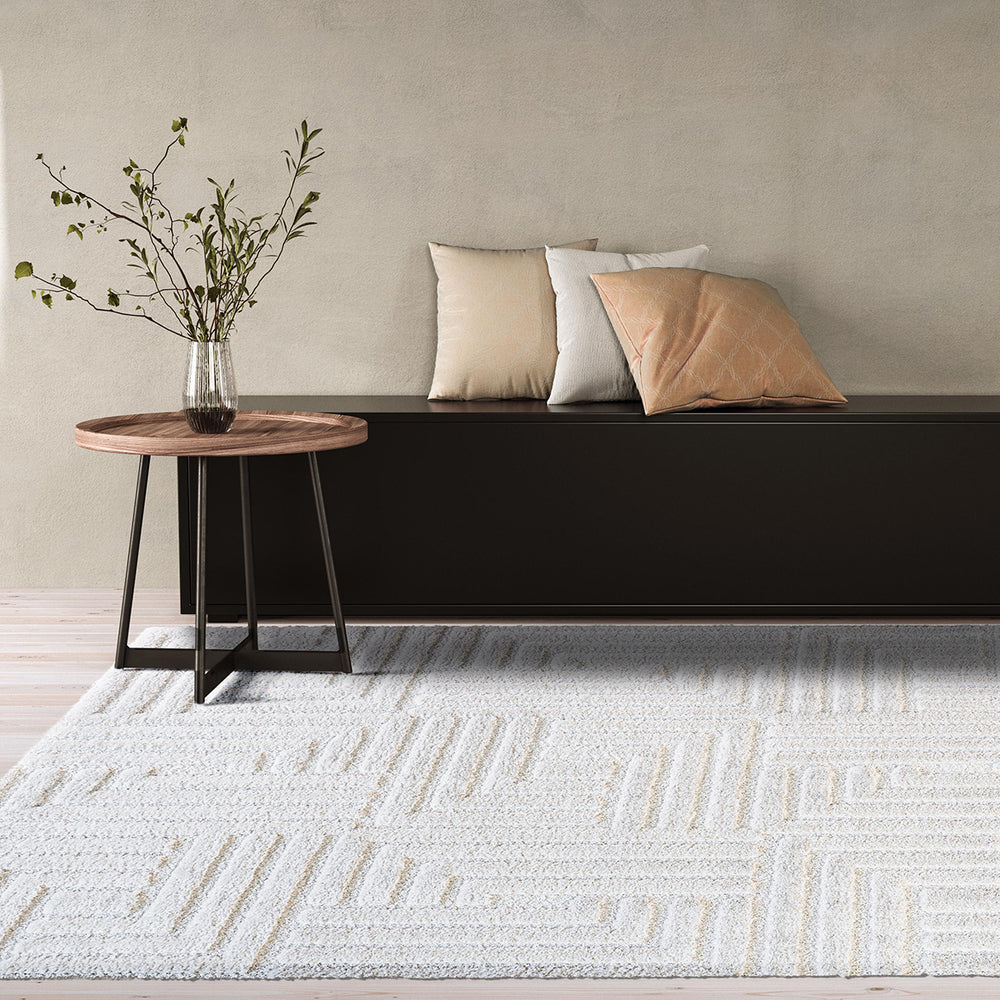 Килим Лимба лабиринт бяло Стандартен / 200 х 290