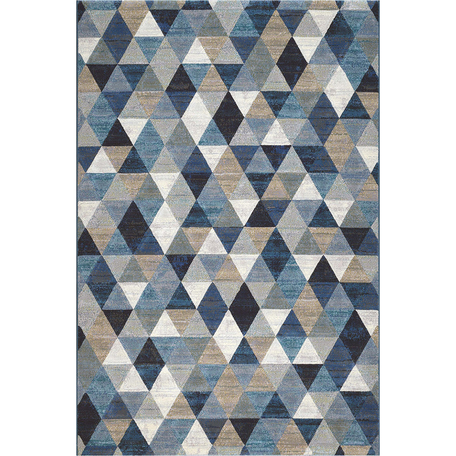 Релефен Килим Argentum Триъгълници Синьо-беж Пътека / 080 х 150