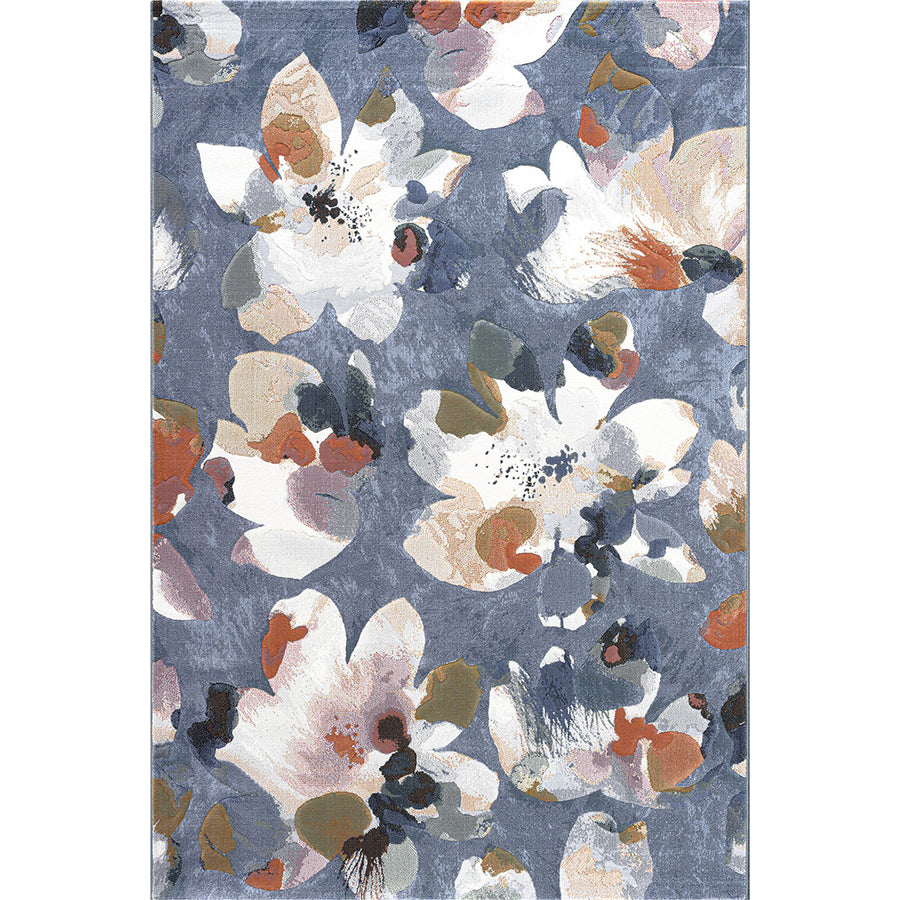 Релефен Килим Argentum Лилии акварел Синьо Стандартен / 200 х 290