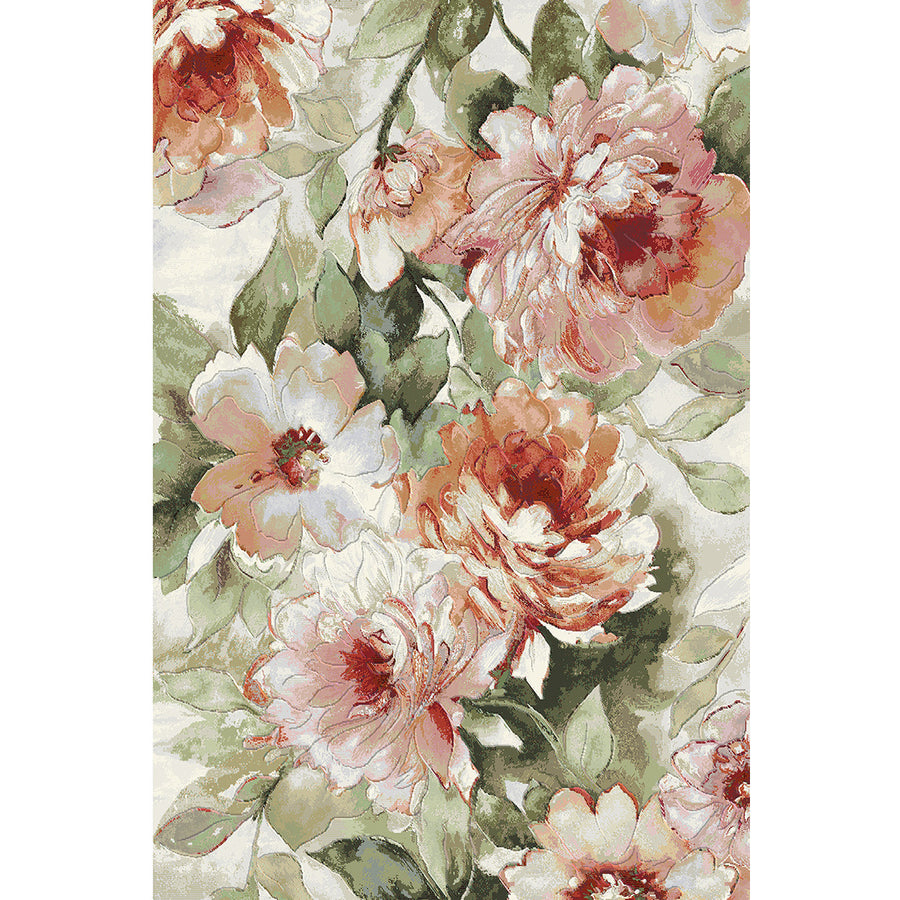 Релефен Килим Argentum Големи цветя Крем Пътека / 080 х 150