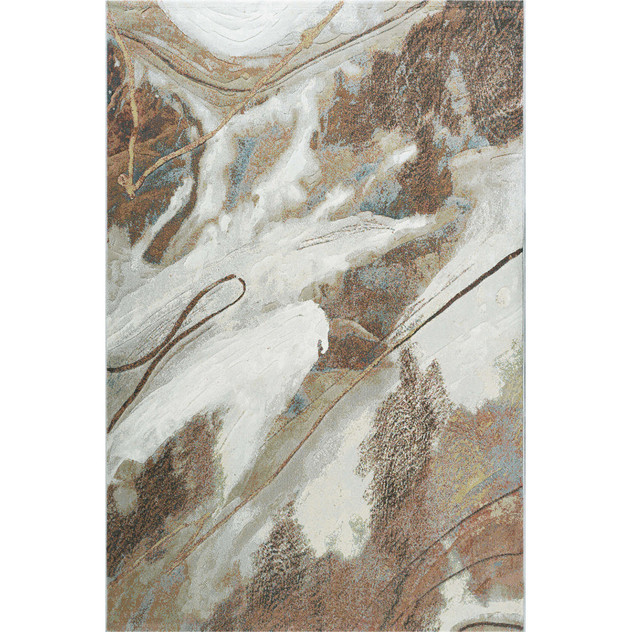 Релефен Килим Argentum Акварел Кафяво-беж Кръг / 160 кръг