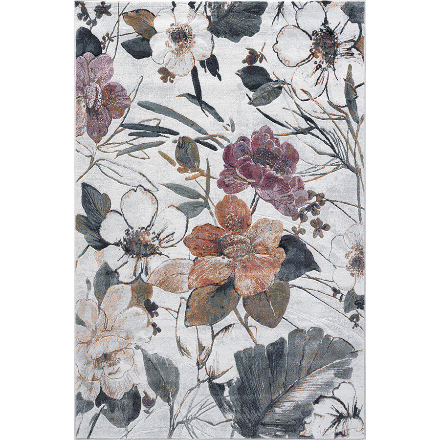 Релефен Килим Аргентум Оранжево Цвете Сиво Стандартен / 200х290